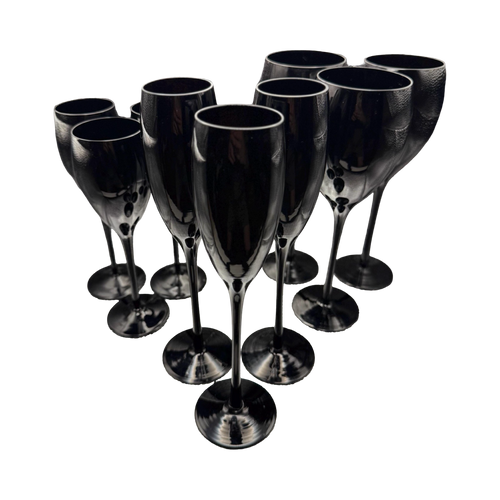 Vintage Black Crystal Stemware Set