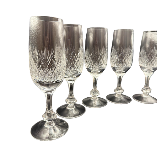 Lausitzer Glas Hand-Cut Lead Crystal Champagne Flutes